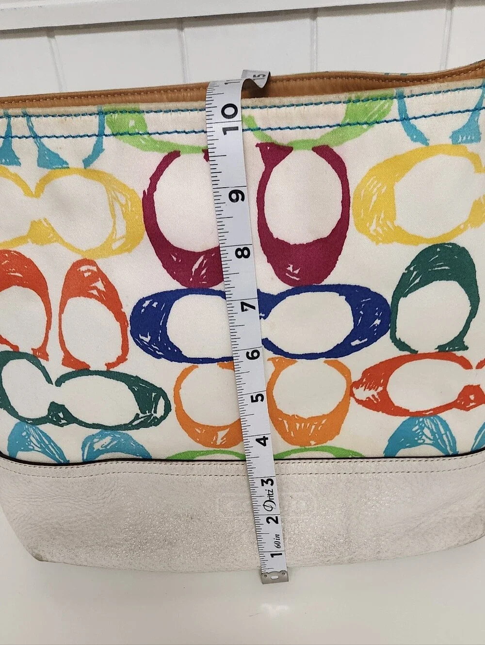 Coach  REHAB BAG Multicolor Scibble Signature C Logo Canvas Shoulder Bag